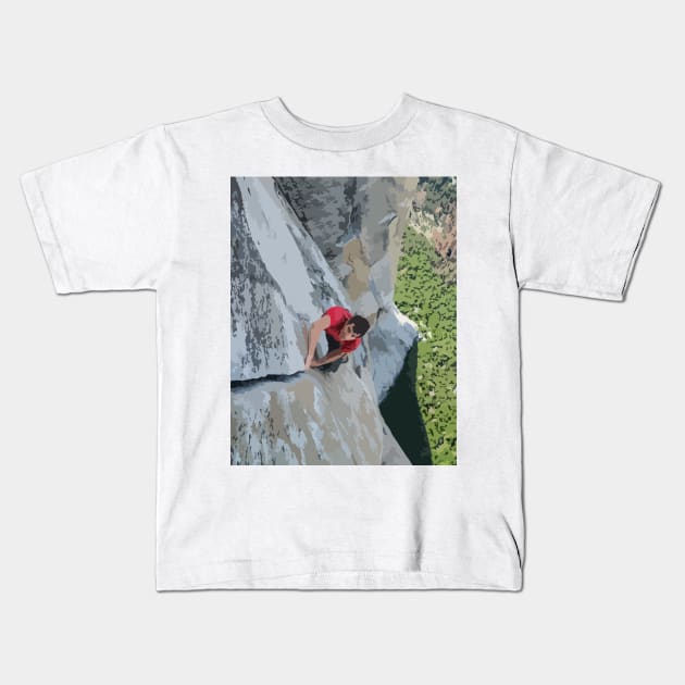 Alex Honnold Free Solo El Cap Painting Kids T-Shirt by gktb